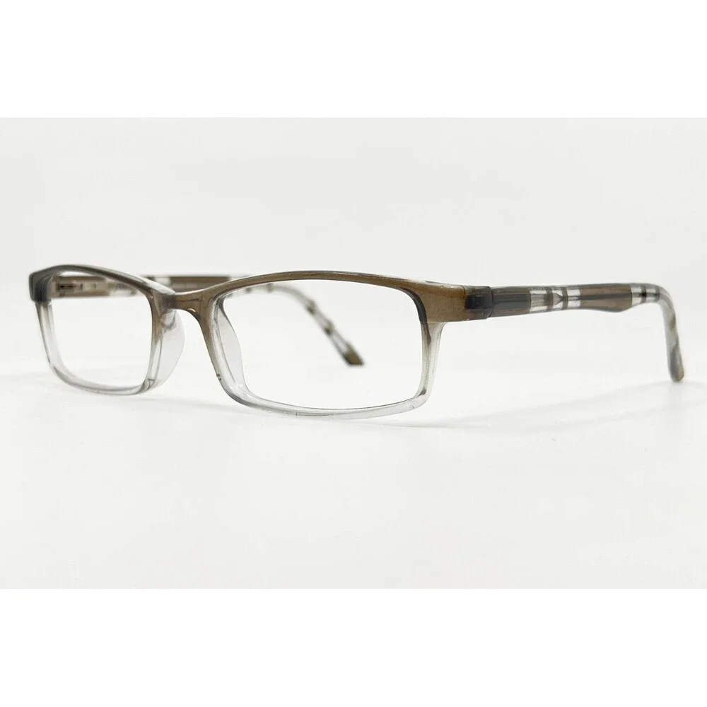 US60 Eyeglasses Frames Mens Grey Clear Ombre Rectangle 52-18-140